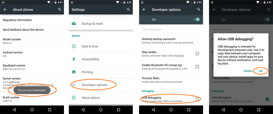 Enable USB Debugging in Android | | Get Minimal ADB and Fastboot tools for WIN/MAC/Linux