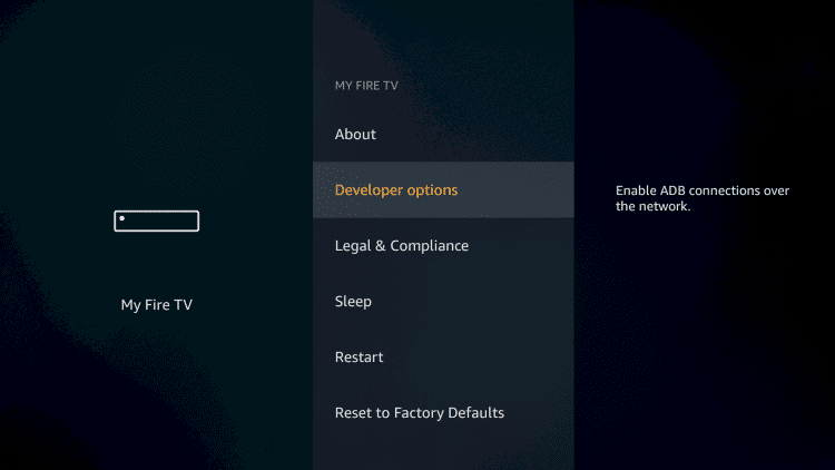 choose developer options
