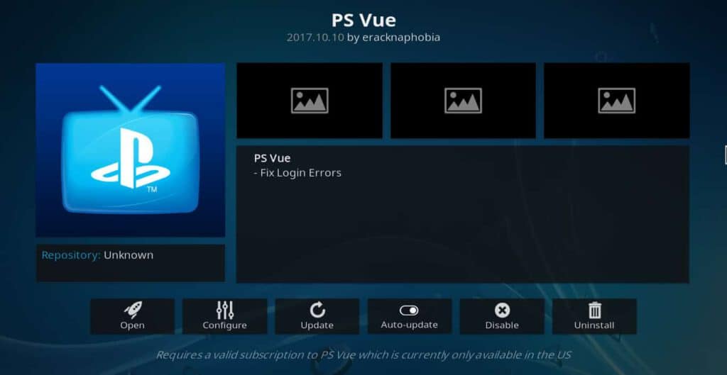 PS Vue Kodi addon