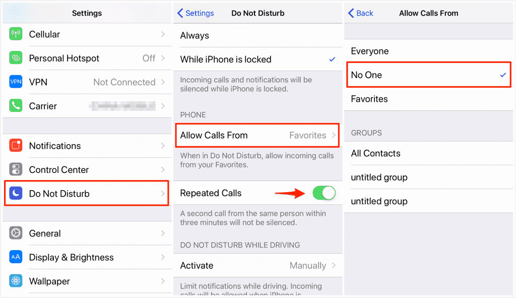Settings Do Not Disturb Allow Calls From | | How to block unknown callers on iPhone