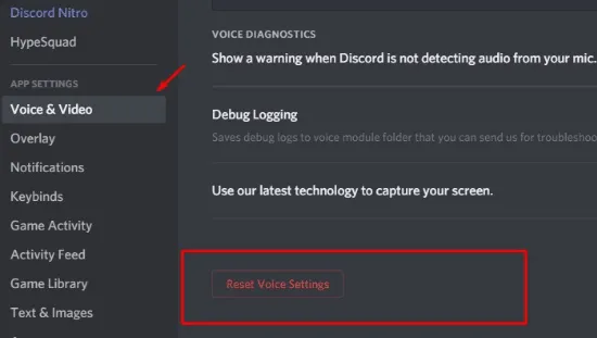 Reset Voice Settings | | Discord Screen Share Audio Not Working Error