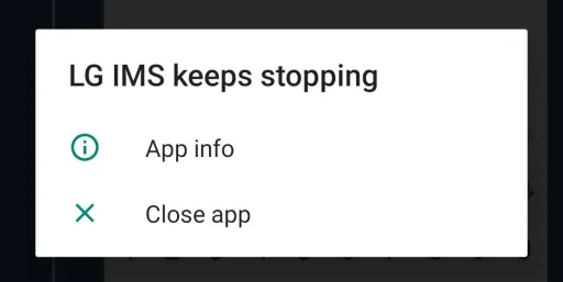 LG IMS Keeps Stopping Error