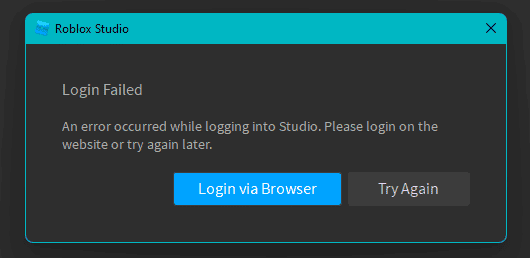 Roblox Studio Login Error