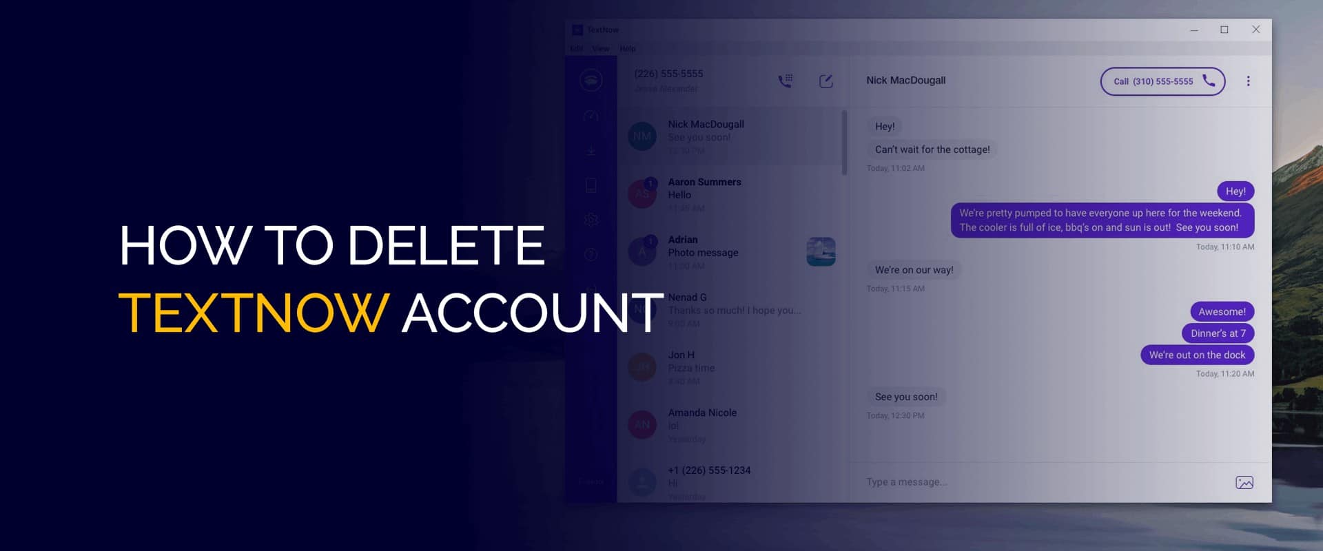 how to delete textnow account