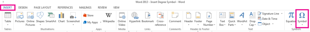 degree symbol in word