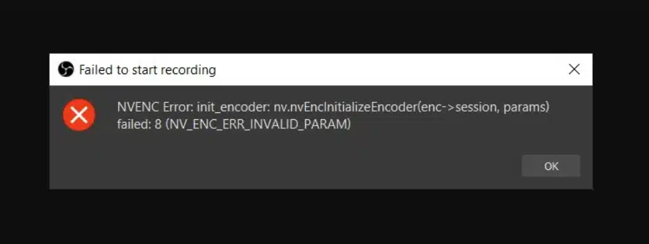 OBS Studio NVENC Error 