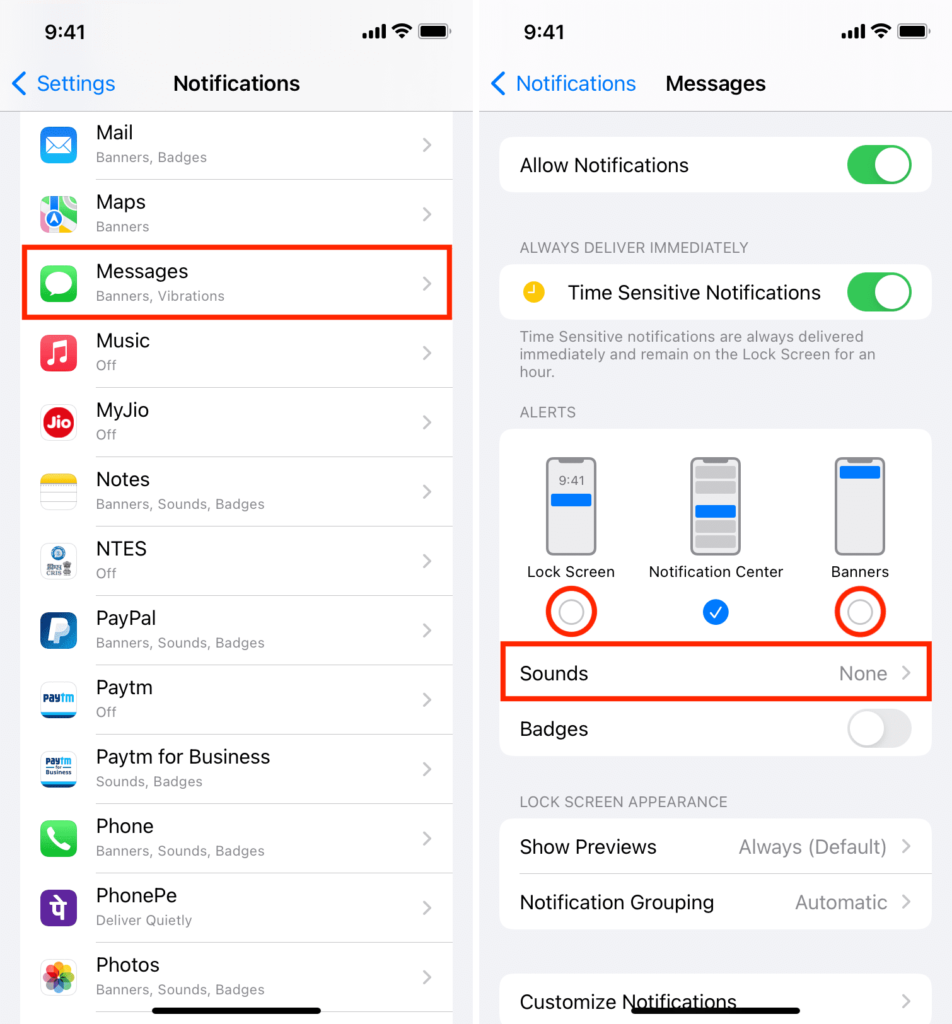 how to silence notification on iphone