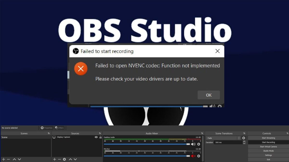 OBS Studio NVENC Error – FIX