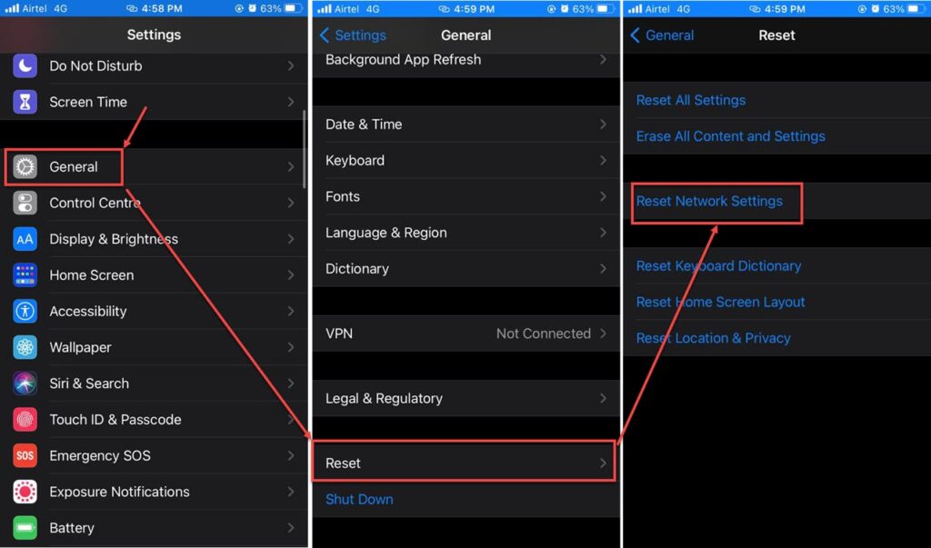 ios network reset