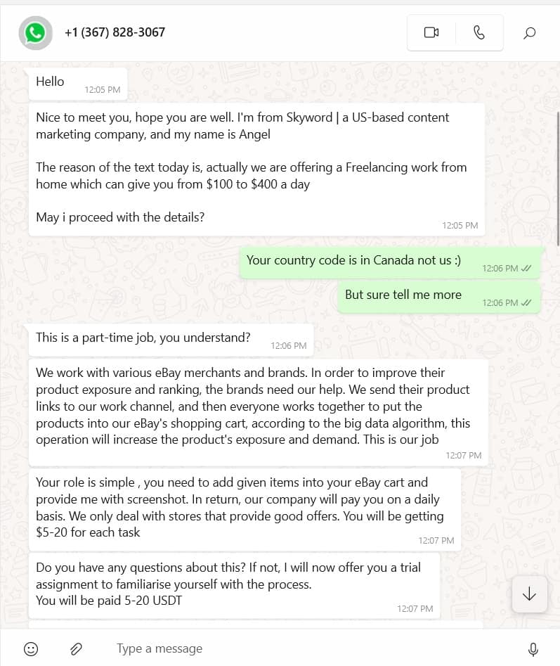 Crypto scam on whatsapp Kryll.life usdzll.top etc...