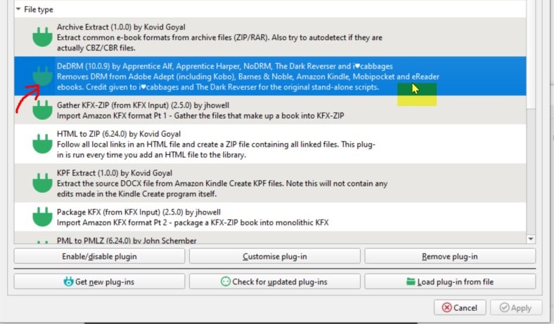 Install the DeDRM pluginzip to Calibre1