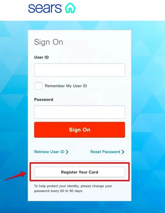 sears credit card register