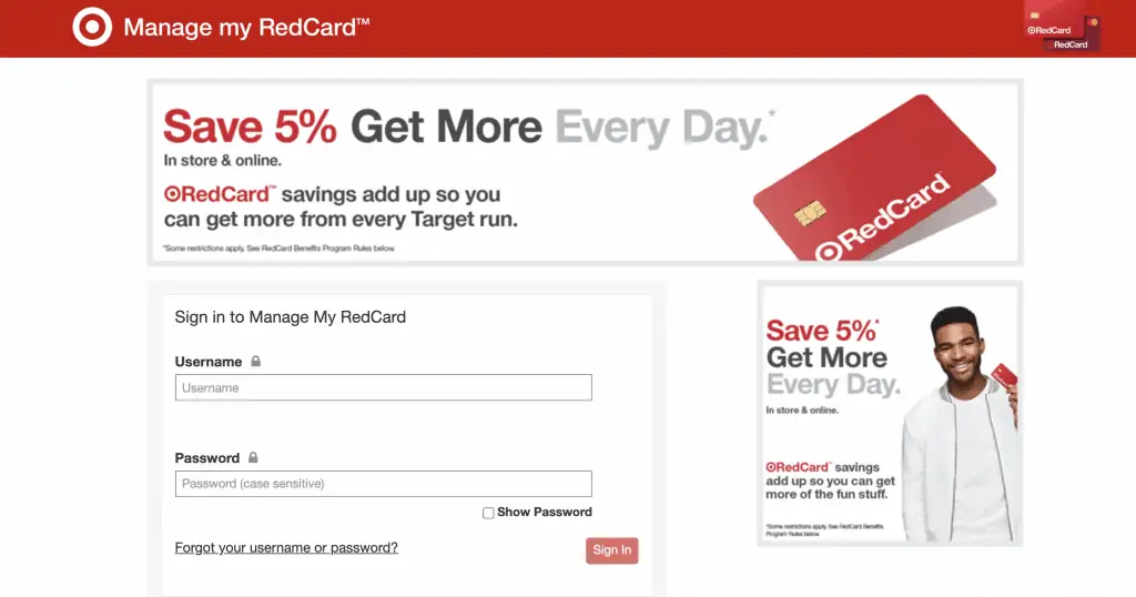 target redcard login