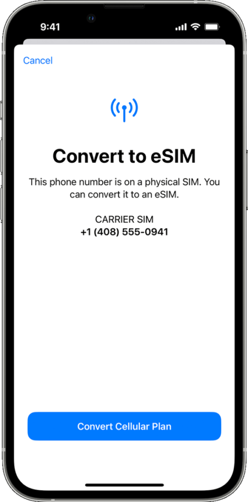 Converting physical SIM