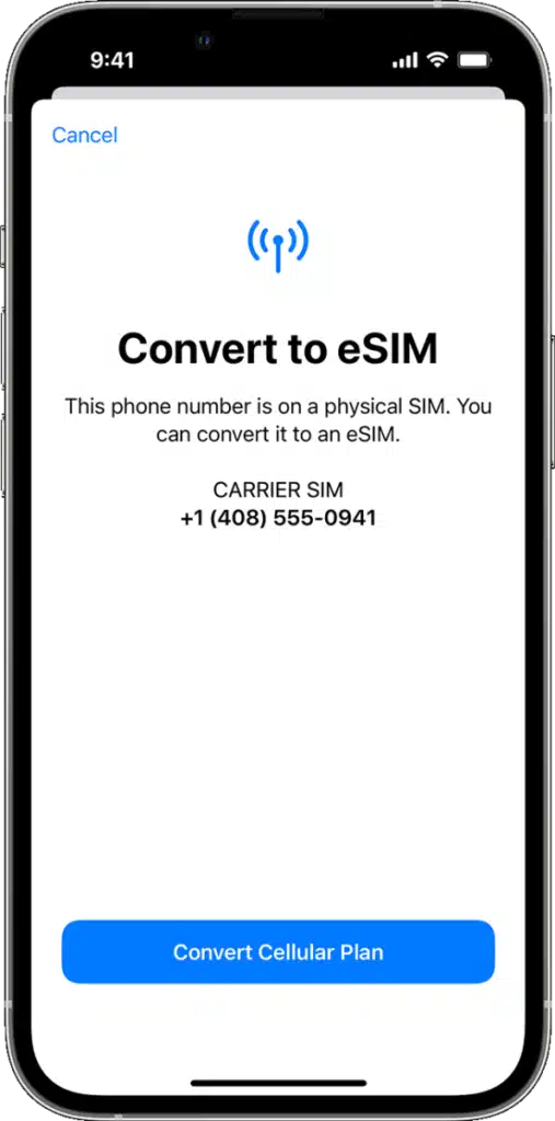 Converting physical SIM